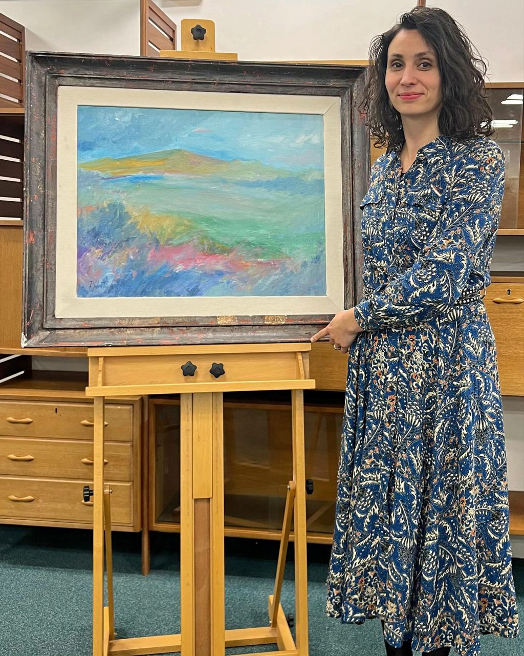 Chloe Delpy-Harding from Halls Fine Art with the ‘English Landscape’ by Paolo Salvati which sold for £7,000. Halls Fine Art Shrewsbury